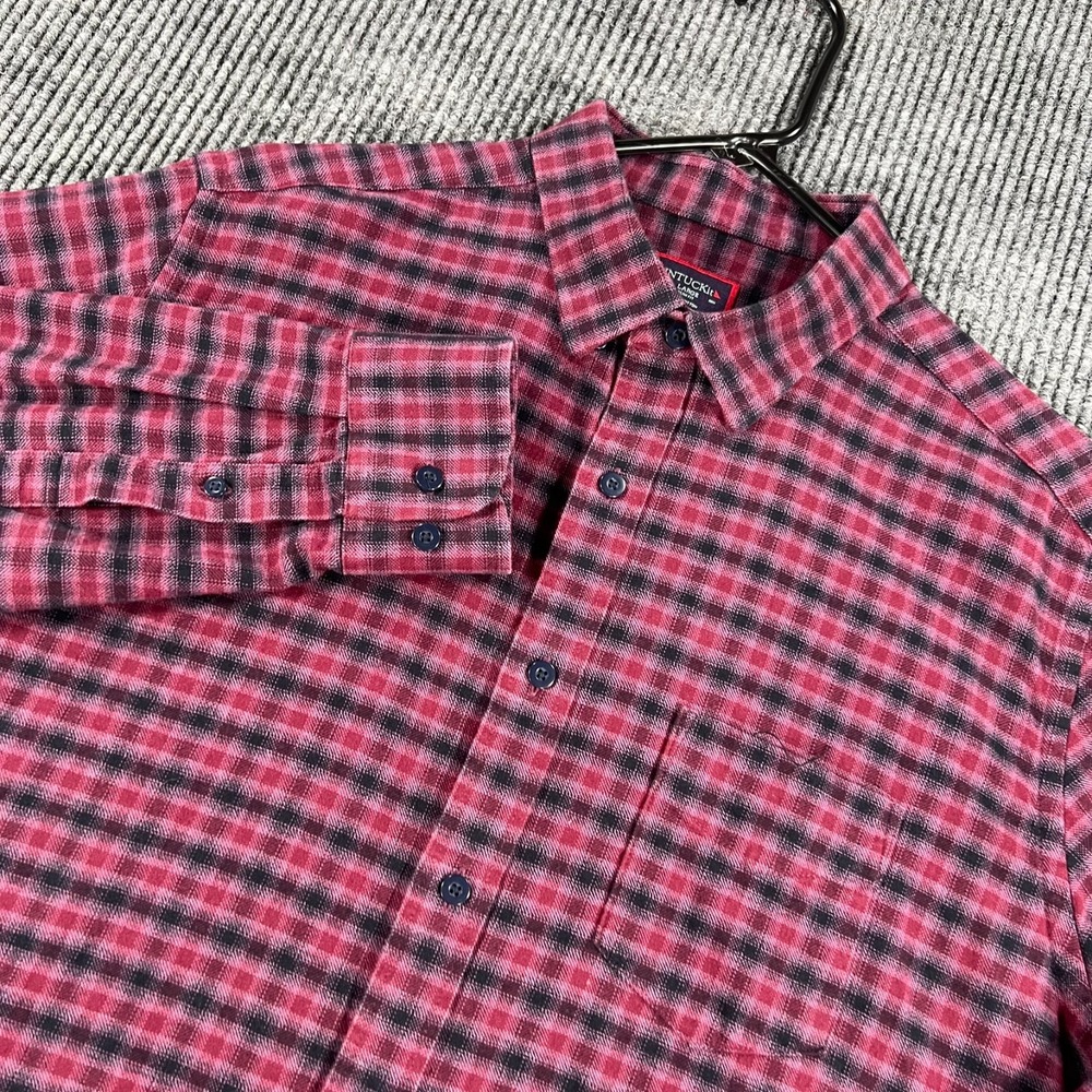 Untuckit Shirt Mens Large Red Plaid Long Sleeve Button Up Slim Fit Comfort